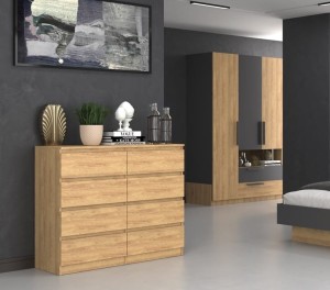 Komoda z szufladami dąb artisan 120 cm