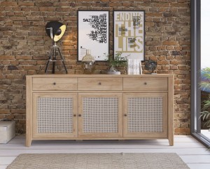 Duża komoda z szufladami i szafkami boho