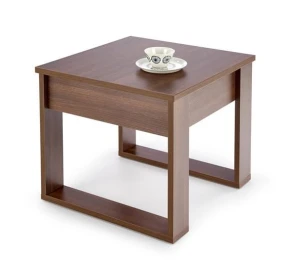 Mała ława do salonu 60x60 z szufladą orzech