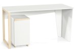Duże białe biurko z kontenerkiem 140x60cm