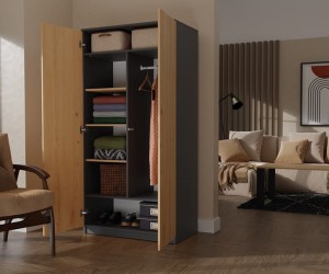 Szafa z półkami i wieszakiem na ubrania artisan/antracyt