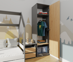 Wąska szafa na płaszcze i kurtki do przedpokoju