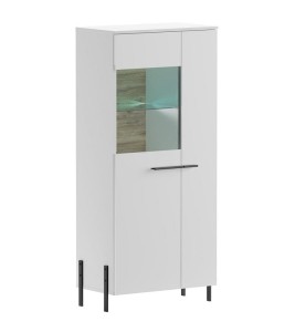 Biała witryna na czarnych nóżkach