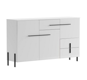 Duża biała komoda z szufladami w połysku