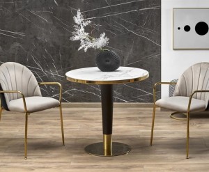 Okrągły stół na nodze biały marmur