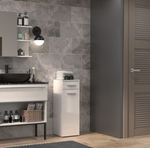 Biała szafka na kosmetyki w połysku