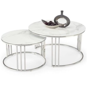 Komplet okrągłych stolików glam marmur