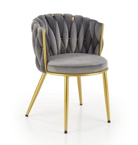 Szare plecione krzesło w stylu glamour