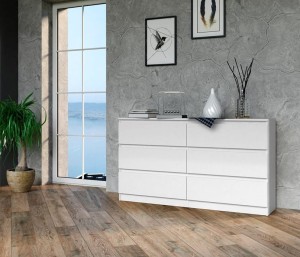 Duża biała komoda z  szufladami 140x75 cm