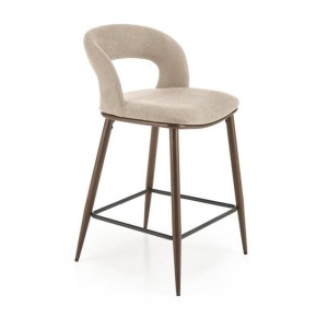 Beżowy hoker z oparciem w stylu retro