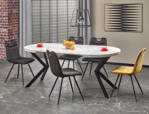 Rozkładany owalny stół do jadalni marmur