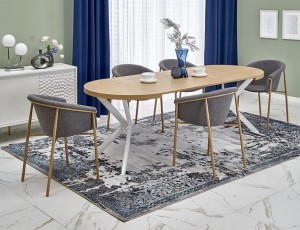 Okrągły loftowy stół na białym stelażu