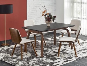 Rozkładany stół ze spieku marmur z orzechem