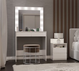 Biała kompaktowa toaletka z lustrem