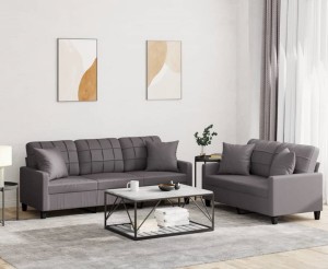 Szare sofy wypoczynkowe do salonu - komplet