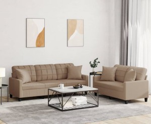 Komplet mebli wypoczynkowych z poduszkami cappuccino