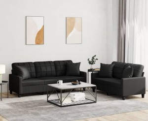 Czarne biurowe sofy z ekoskóry