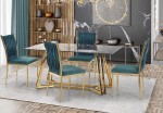 Marmurowy stół do jadalni 160x90 cm złoto glamour