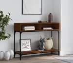 Brązowa konsola z półkami w stylu loft