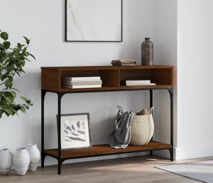Brązowa konsola z półkami w stylu loft