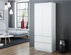 Biała szafa do sypialni z szufladami 180x90cm