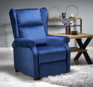 Granatowy fotel wypoczynkowy rozkładany do salonu
