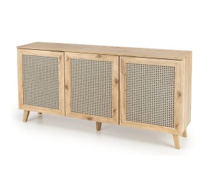 Szeroka komoda z półkami w stylu boho