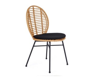 Rattanowe krzesło boho z poduszką