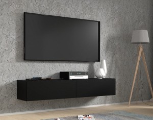 Matowa czarna szafka wisząca pod TV