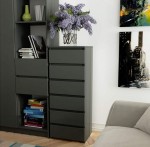 Wąska szara komoda z szufladami