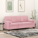 Trzyosobowa różowa sofa z poduszkami