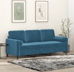 Niebieska trzyosobowa sofa do salonu