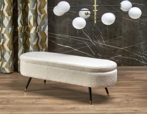 Kremowa ławka do łóżka podnóżek