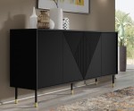 Duża elegancka czarna komoda z frezowaniem