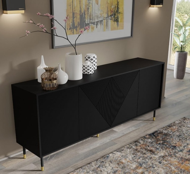 elegancka-czarna-komoda-na-nóżkach