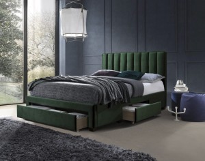 Łóżko z zagłówkiem butelkowa zieleń