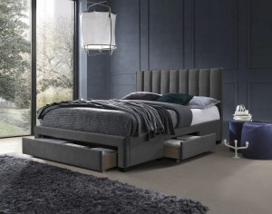 Łoże małżeńskie z zagłówkiem i szufladami