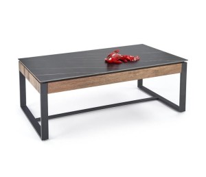 Prostokątna ława kawowa z blatem czarny marmur