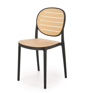 Modne krzesło z tworzywa czarny/naturalny