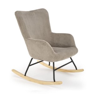 Szary fotel na biegunach sztruks