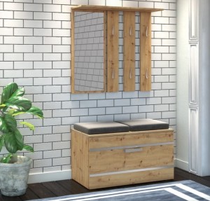 Komplet na ubrania wieszak szafka na buty lustro