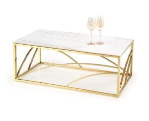 Ława do salonu biały marmur ze złotym