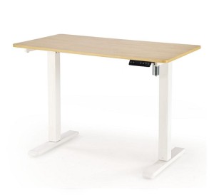 Biurko z podnoszonym blatem biały/dąb