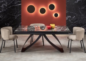 Duży rozkładany stół do jadalni czarny marmur