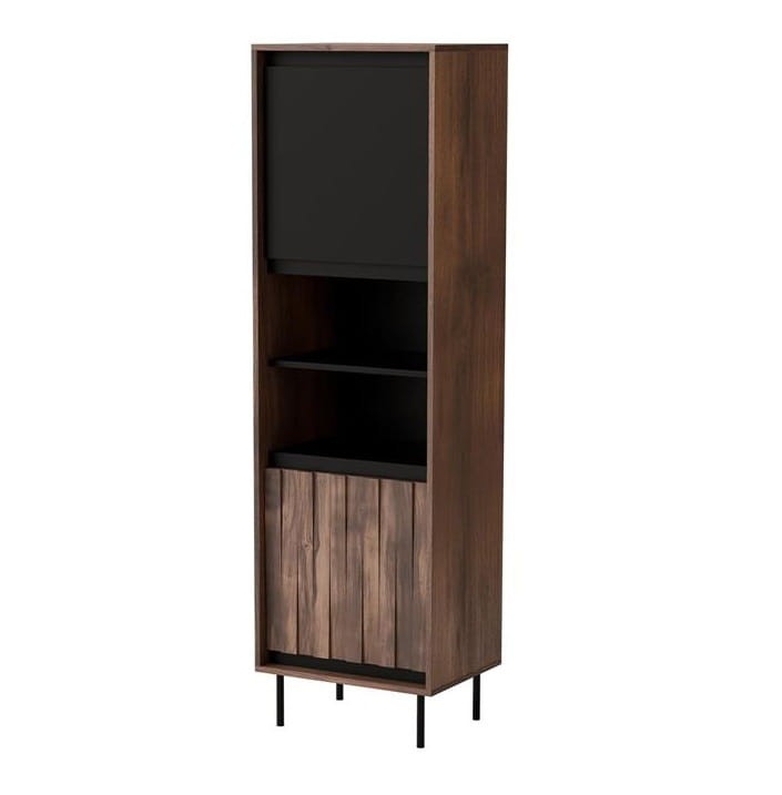 witryna-z-półkami-orzech-z-czarnym