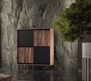 Komoda na ubrania z półkami orzech