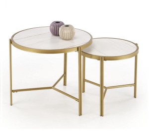 Podwójny stolik kawowy z okrągłymi blatami