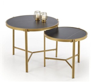 Okrągłe stoliki kawowe złoty i czarny marmur
