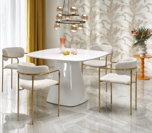 Biały stół na nodze do jadalni