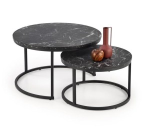 Elegancki komplet okrągłych stolików marmur